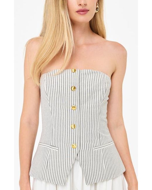 Cami NYC White Nineveh Stripe Strapless Cotton & Linen Top