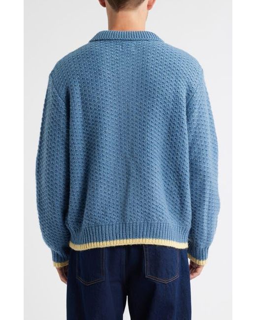 Obey Blue Loreto Textured Polo Sweater for men
