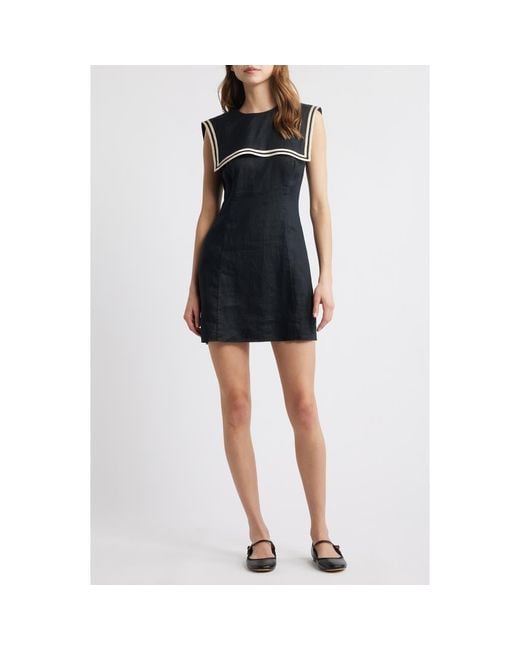 Doen Black Monroe Linen Minidress
