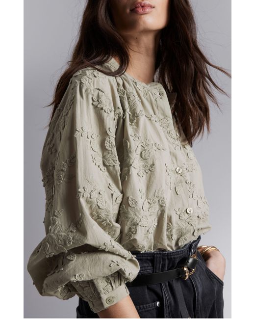 & Other Stories Black & Tulip Embroidered Top