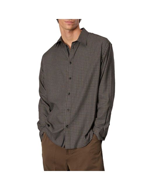 Rag & Bone Gray Matthew Cotton Blend Flannel Button-Up Shirt for men