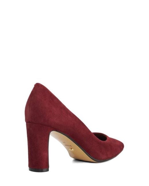 Dune Red Arriving Block Heel Pump