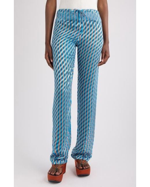 Dries Van Noten Blue Pacha Devour Diagonal Stripe Drawstring Pants