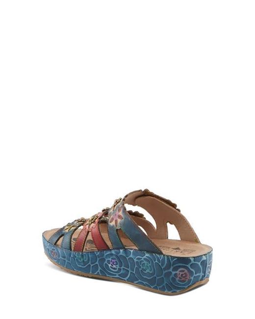 Spring Step Blue Cuddlecake Platform Wedge Slide Sandal