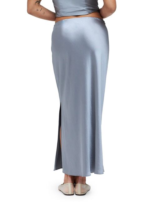 Madewell Blue Satin Slip Skirt