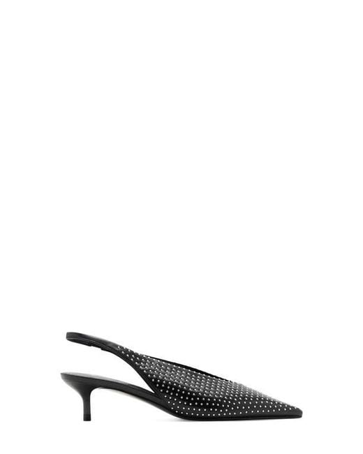Mango Black Studded Pointed Toe Slingback Pump