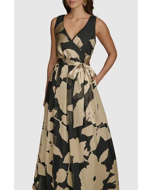 Donna Karan Multicolor Faux Wrap Ballgown