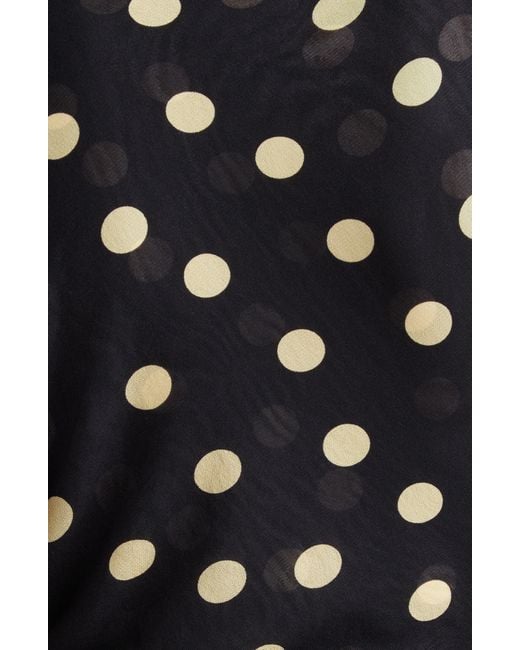 Stella McCartney Black Polka Dot Ruched Semisheer Mesh Maxi Dress