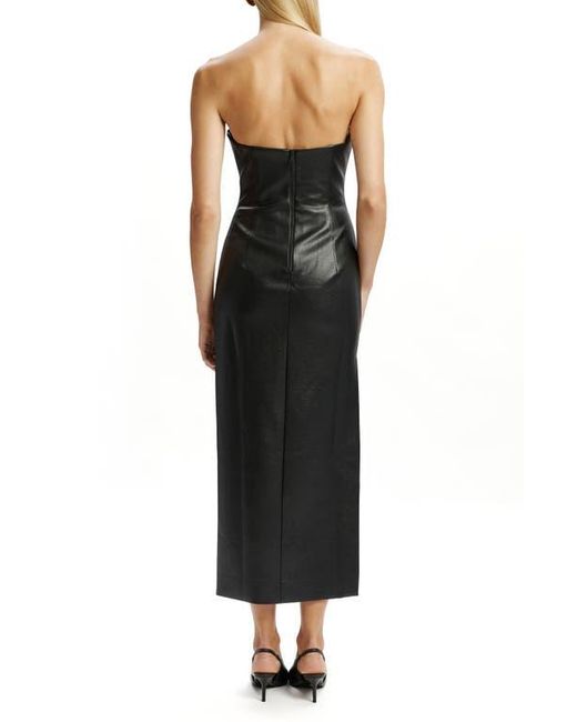 Bardot Black Eleni Strapless Plunge Neck Faux Leather Midi Dress