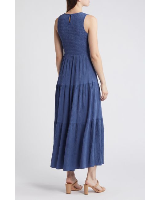 Anne Klein Blue Sleeveless Tiered Maxi Dress