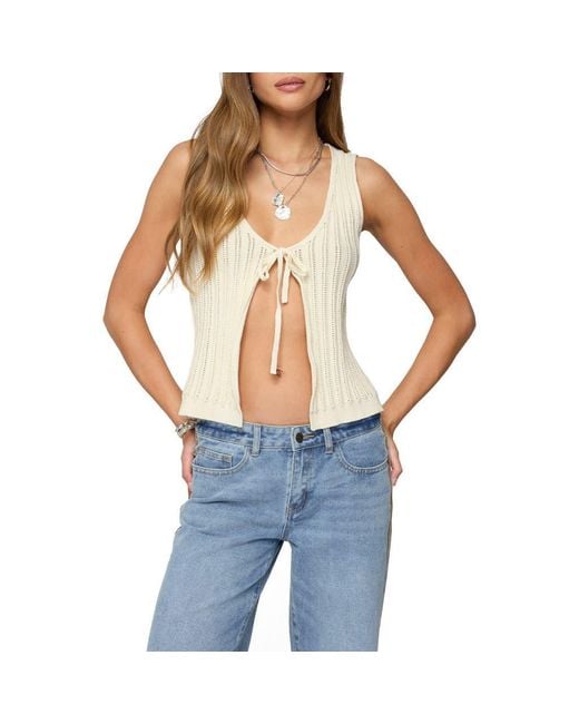 Edikted Blue Verona Split Front Knit Top