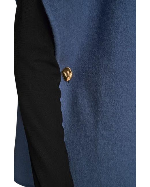 Donna Karan Blue Wool Blend Cape