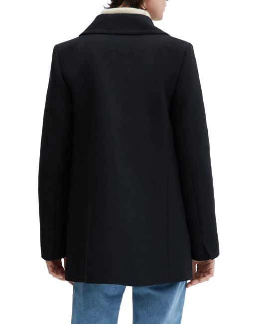 Mango Black Shirt Collar Coat