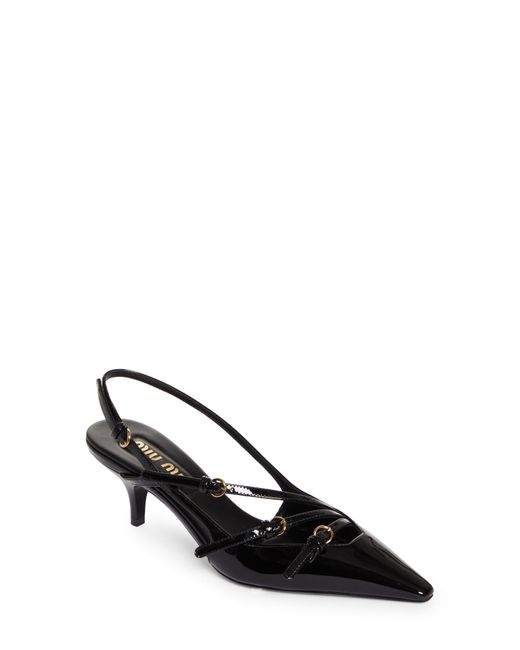 Miu Miu Kitten Heel Slingback Pump in Black | Lyst