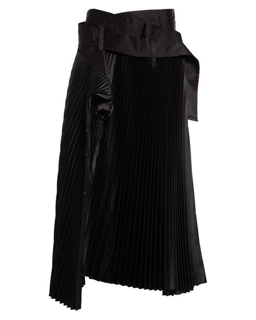 Junya Watanabe Black Belted Pleated Wrap Skirt