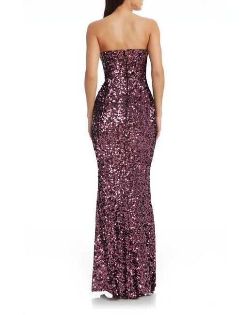 Dress the Population Fernanda Sequin Strapless Gown in Red | Lyst
