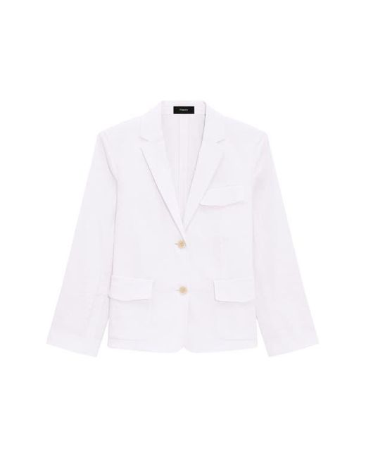 Theory White Shrunken Linen Blend Jacket