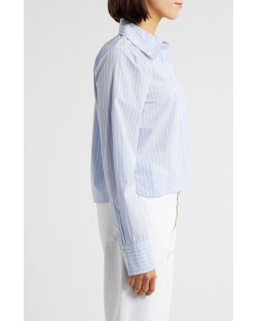 FRAME Blue The Modern Collar Stripe Crop Button-Up Shirt