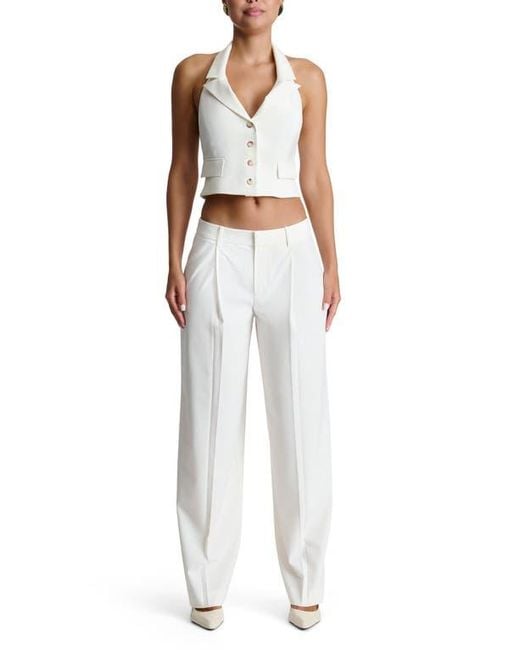 Naked Wardrobe White Halter Crop Vest