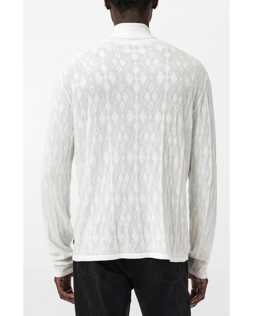 John Varvatos White Alistair Broken Argyle Turtleneck Sweater for men