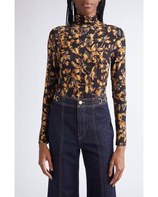 Ulla Johnson Blue Aurelia Funnel Neck Jersey Top