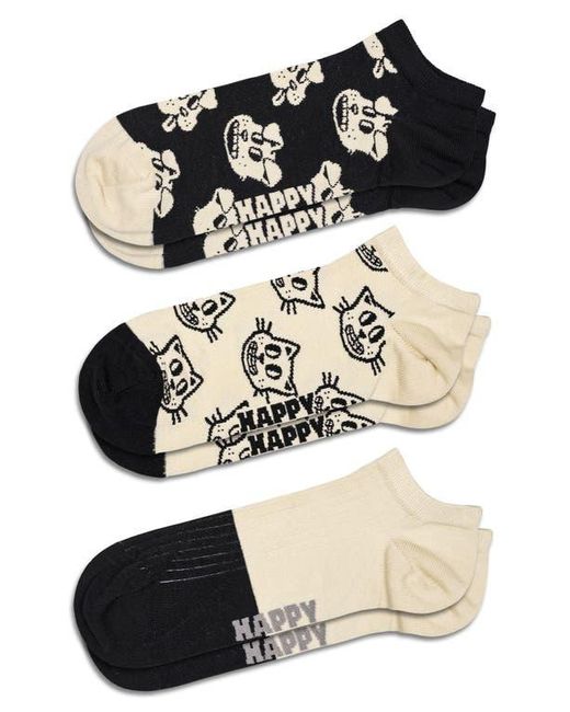 Happy Socks Black Pets Assorted 3-Pack No-Show Socks