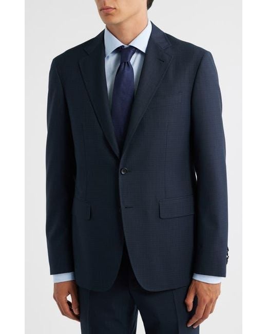 Canali Blue Kei Trim Fit Mélange Textured Wool Suit for men