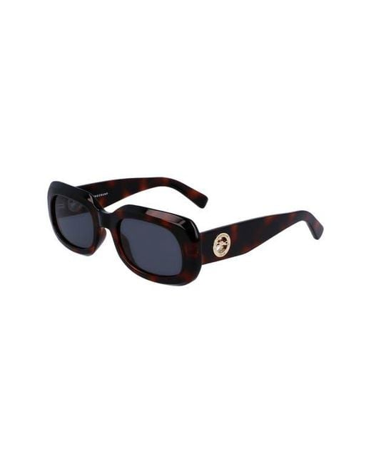 Longchamp Blue Medallion 52Mm Rectangular Sunglasses