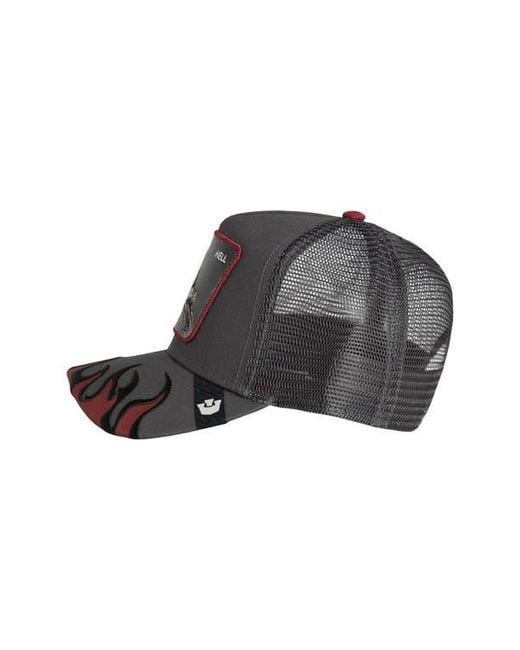 Goorin Bros Black Hell Flames Embroidered Patch Trucker Hat for men