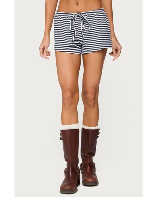 Edikted Blue Jainee Stripe Drawstring Shorts