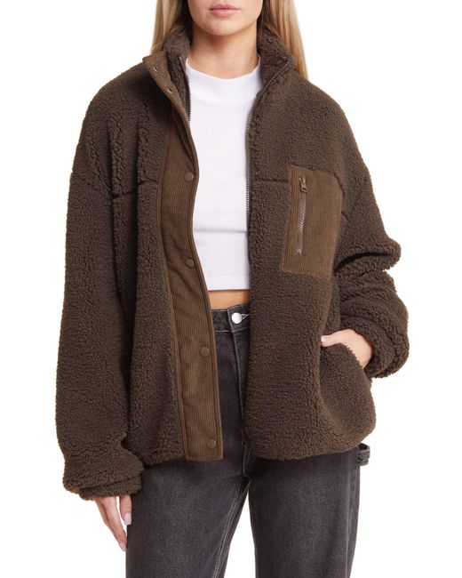 Thread & Supply Brown Oversize High Pile Fleece Jacket