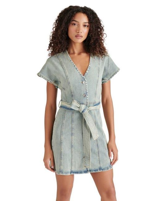 Steve Madden Blue Joelle Belted Denim Minidress