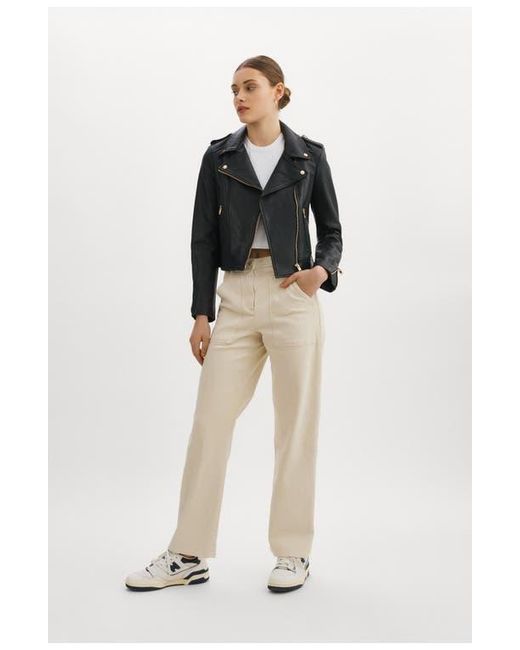 Lamarque Black Iconic Leather Biker Jacket