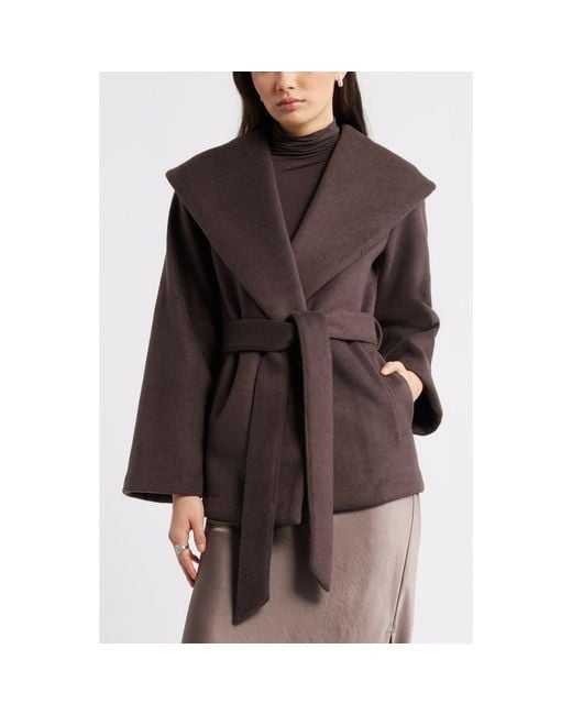 Open Edit Wrap Robe Coat in Brown | Lyst