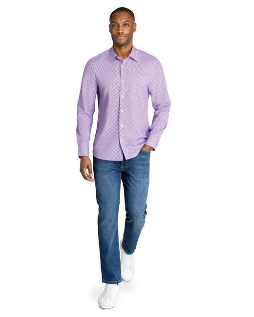 Con.struct Purple Slim Fit Mosaic Dot Recycled 4-Way Stretch Performance Long Sleeve Shirt for men