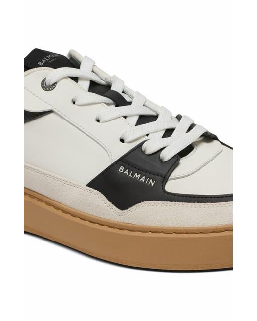 Balmain Gray B-Court Flip Leather Trainers for men