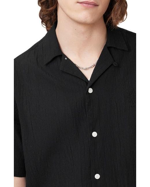 AllSaints Black Haven Short Sleeve Camp Shirt for men