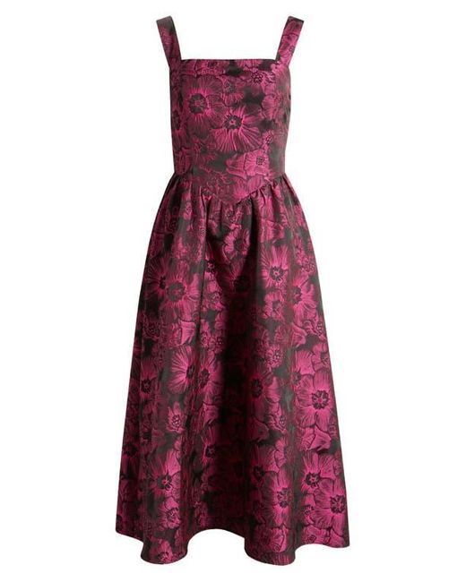 Chelsea28 Sleeveless Brocade Midi Dress in Red | Lyst