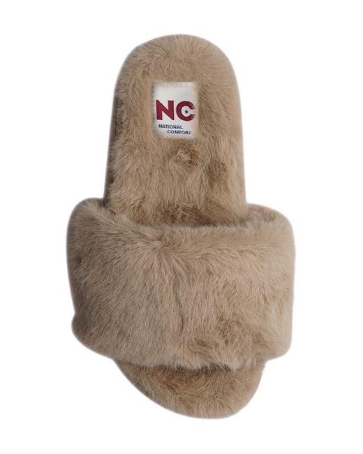 National Comfort Brown Macklin Faux Fur Slipper