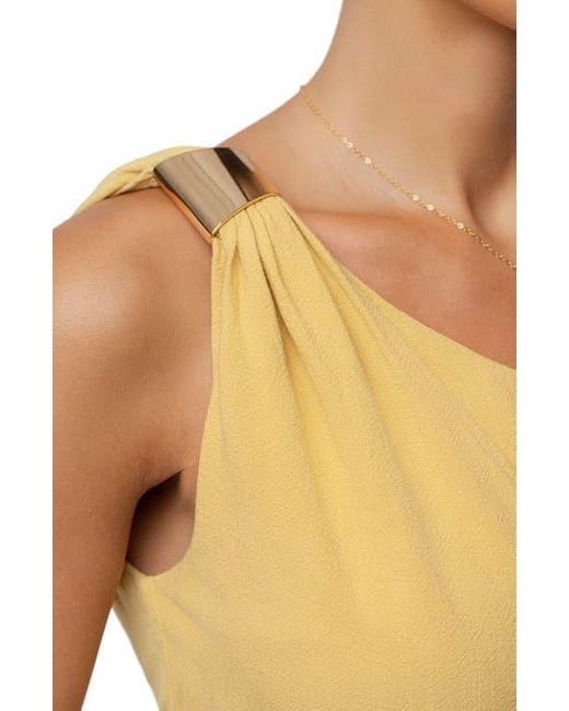 JLUXLABEL Yellow Palmera One-Shoulder Top