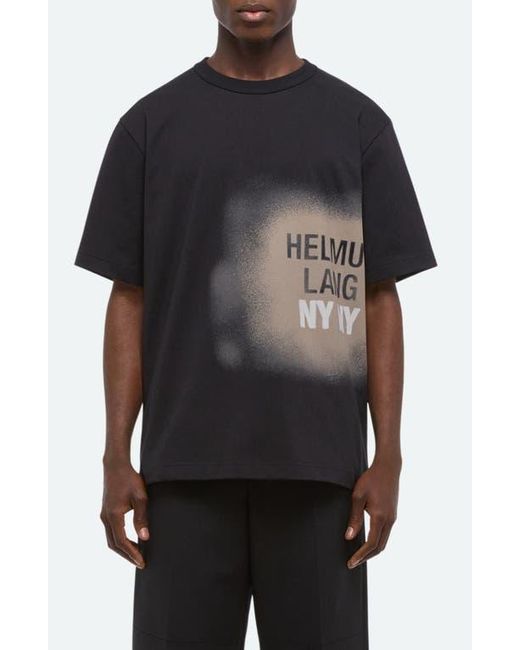 Helmut Lang Black Spray Paint Logo Short Sleeve T-Shirt for men