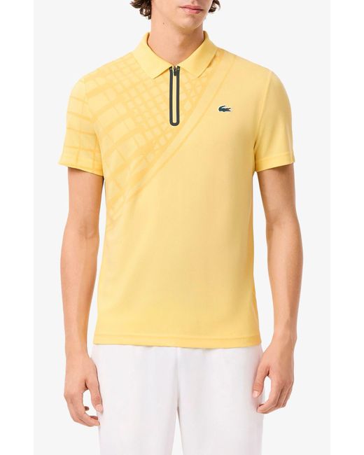 Lacoste Yellow Half Zip Polo for men