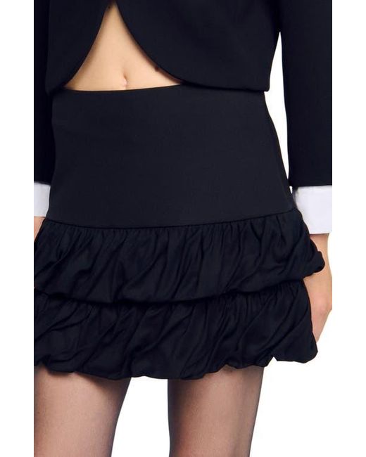Sandro Blue Mini Ruched Ruffle Skirt