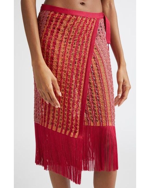 Missoni Red Open Knit Fringe Cover-Up Pareo