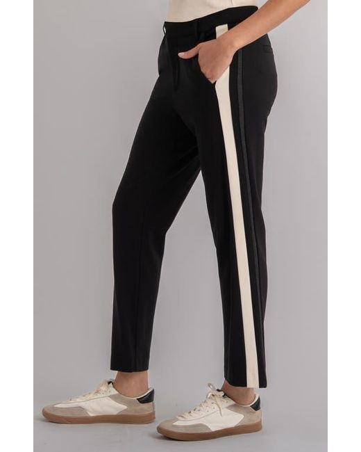 Kut From The Kloth Black Faye High Waist Side Stripe Ankle Wide Leg Pants