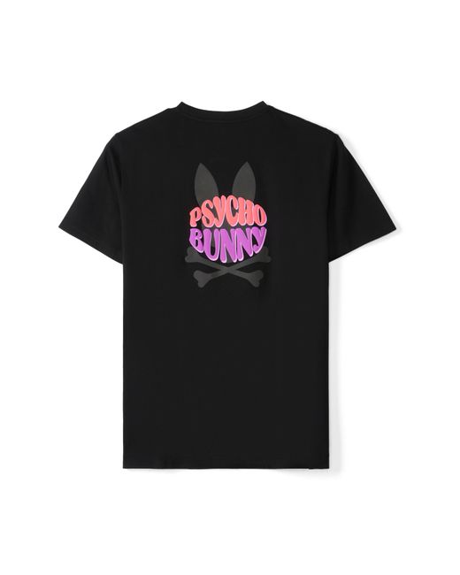 Psycho Bunny Black Preston Logo Cotton Graphic T-shirt for men