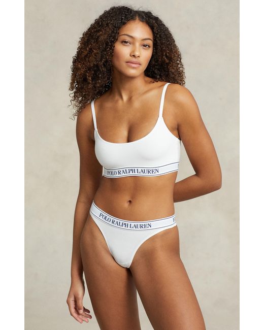 Polo Ralph Lauren Mid Rise Cotton Blend Thong in Blue | Lyst