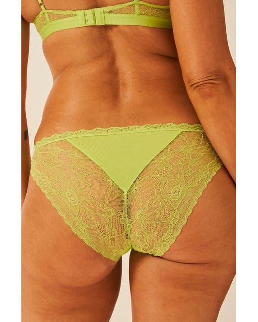 Stripe & Stare Yellow Eco Lace Padded Triangle Bra & Original Knicker Set