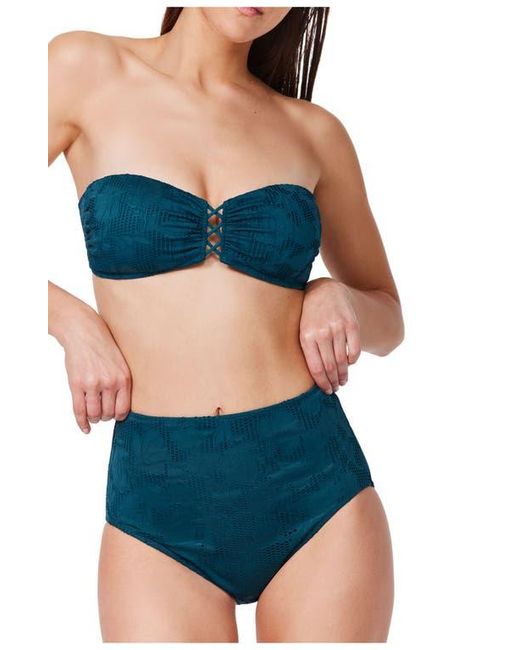 Gottex Blue Jolene Textured Bandeau Bikini Top