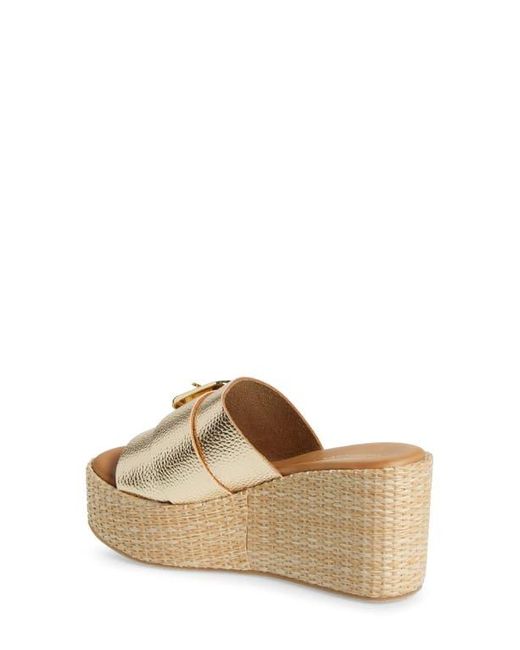 Chocolat Blu Metallic Jana Platform Wedge Slide Sandal